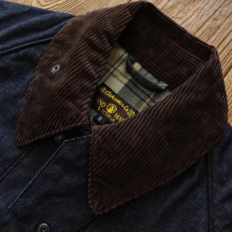 Classic Men's Distressed Denim Trench Coat