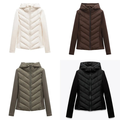 Women's Padded Hooded Parka Coat with Fleece Lining - OutfitLondon