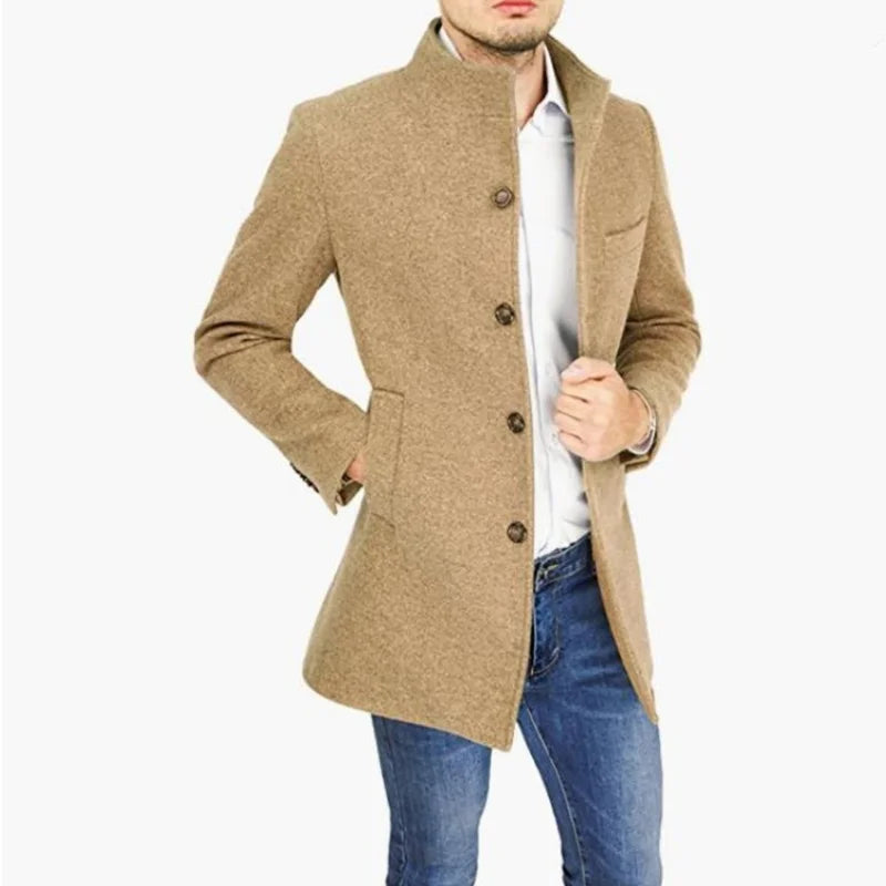 Classic Fit Wool Beige Trench Coat - OutfitLondon