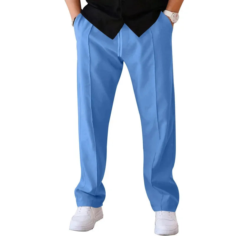 Relaxed Fit Straight Leg Elastic Waist Pants