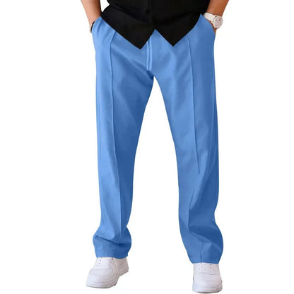 Relaxed Fit Straight Leg Elastic Waist Pants