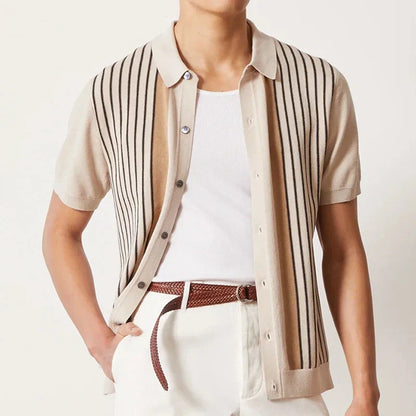 Casual Breathable Striped Polo Shirt for Men - OutfitLondon