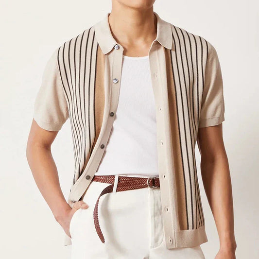 Casual Breathable Striped Polo Shirt for Men - OutfitLondon
