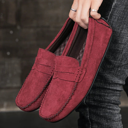 Relaxed Fit Leather Slip On Shoes For Men
