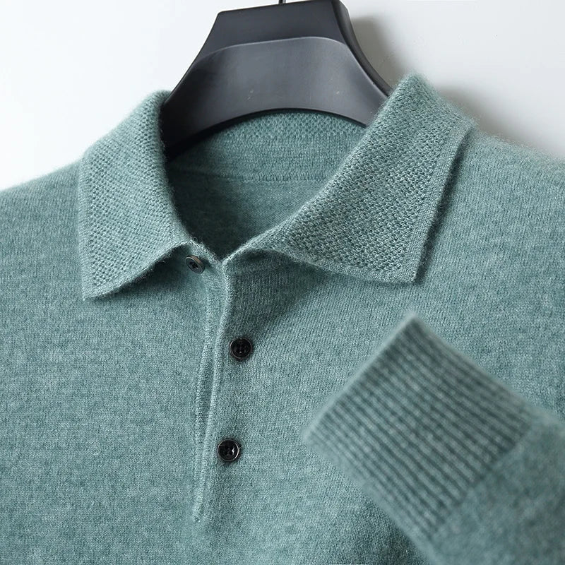 Men's Merino Polo Shirt Lightweight Breathable Classic Collar - OutfitLondon
