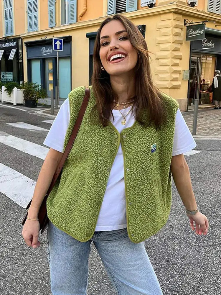 Cozy Women's Knitted Cardigan Vest - OutfitLondon