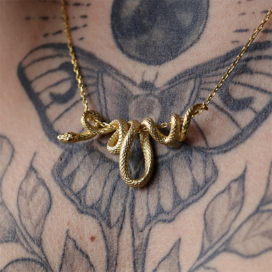 Viper Knot Necklace Gold Tone Adjustable Chain - OutfitLondon