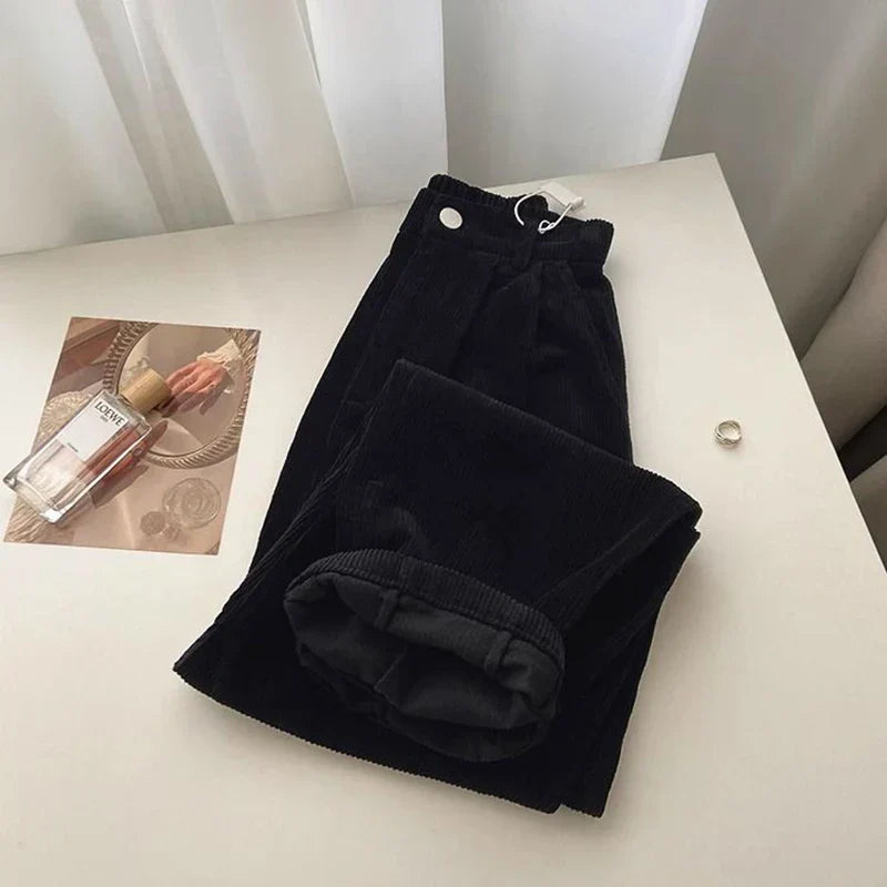 Relaxed Fit Corduroy Wide Leg Pants