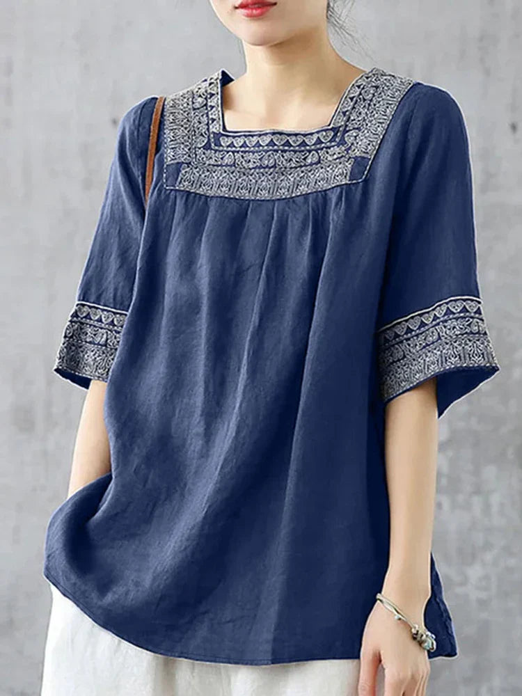 Classic Casual Embroidered Blouse - OutfitLondon