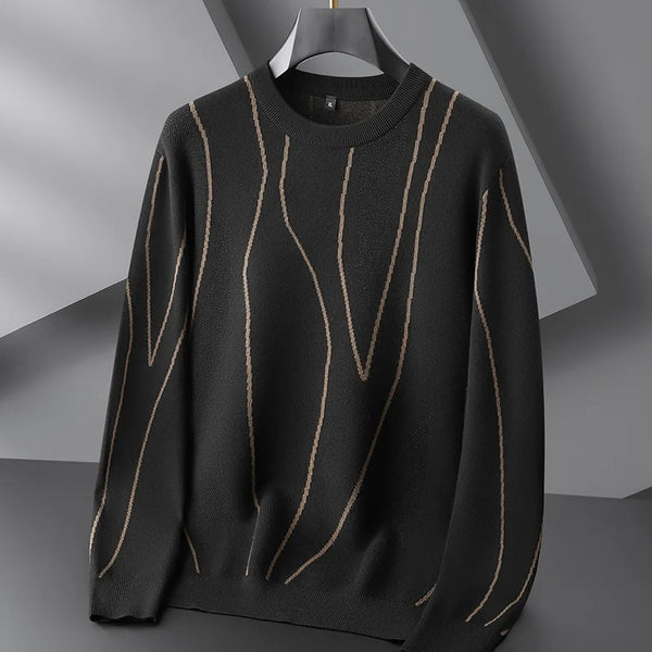 Luxurious Dark Crew Neck Men's Cashmere Sweater - OutfitLondon