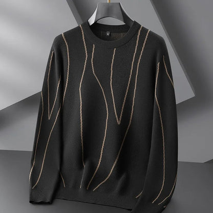 Luxurious Dark Crew Neck Men's Cashmere Sweater - OutfitLondon