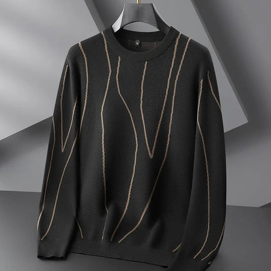 Luxurious Dark Crew Neck Men's Cashmere Sweater - OutfitLondon
