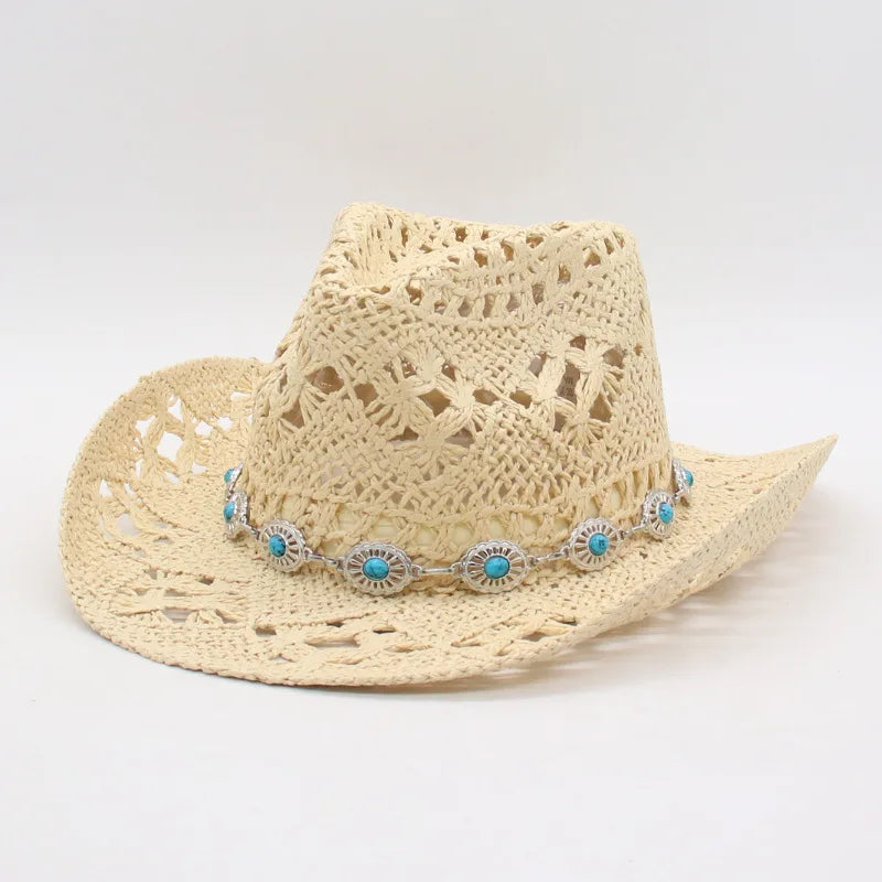 Classic Western Hat with Earthy Brown Beads