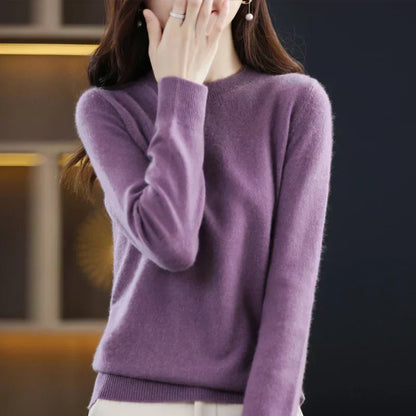 Warm Wool Crew Neck Women's Winter Sweater - OutfitLondon