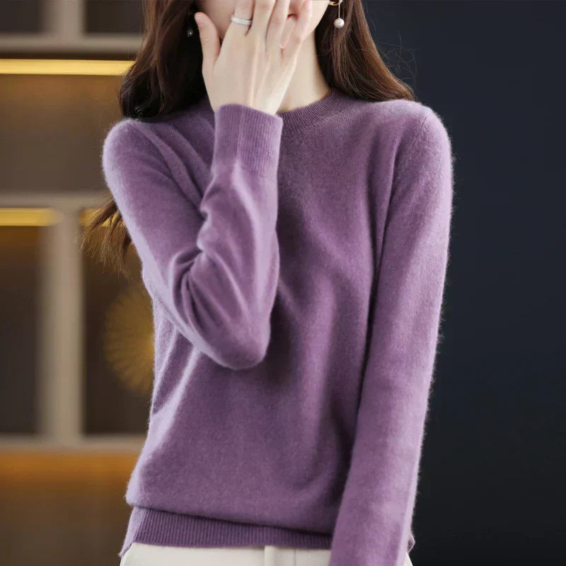 Warm Ladies Cozy Wool Crew Sweater - OutfitLondon
