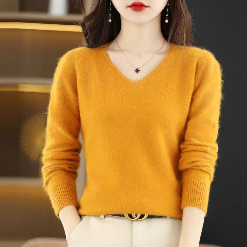 Soft Cashmere V Neck Sweater For Women Fit