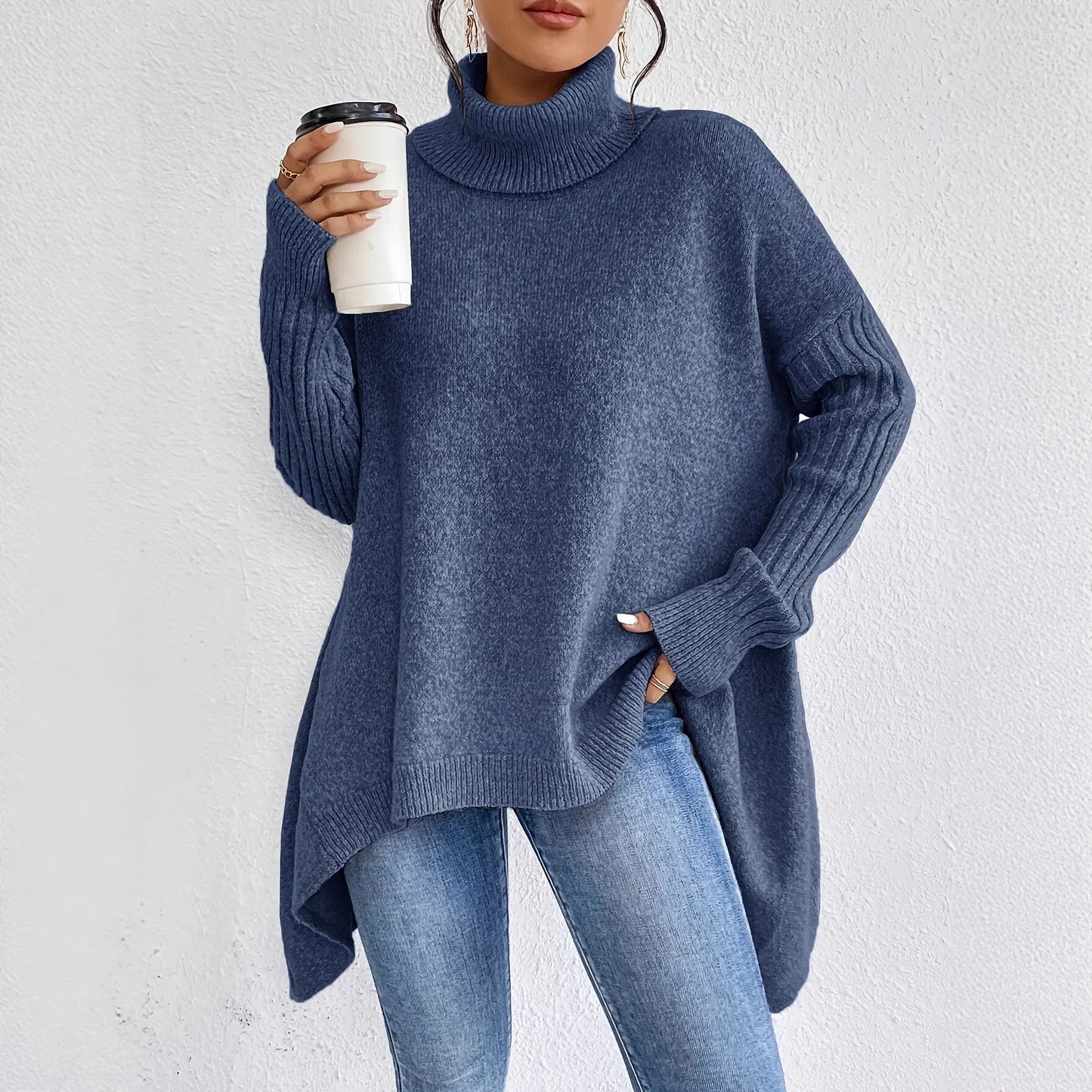 Casual Fit Turtleneck Jumper | Soft Crew Neck Sweater