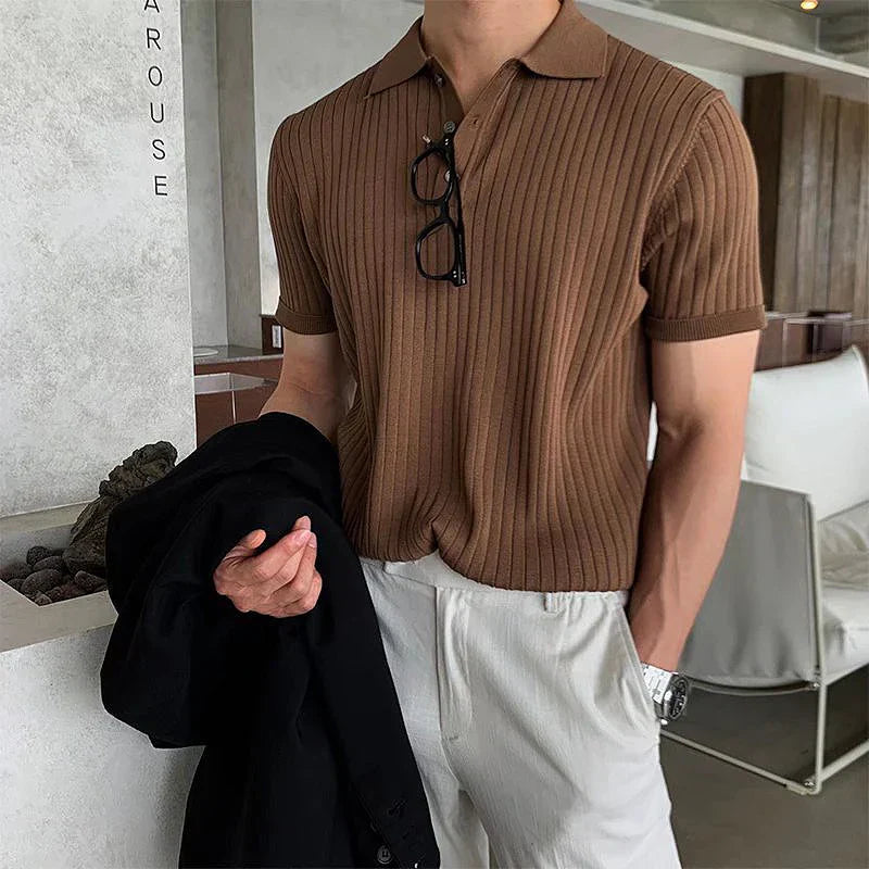 Stylish Horizontal Men's Polo Shirt – Relaxed Fit Tee