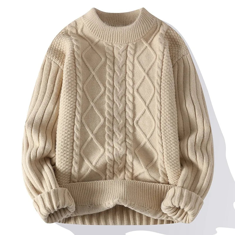 Traditional Style Crew Neck Men's Sweater
