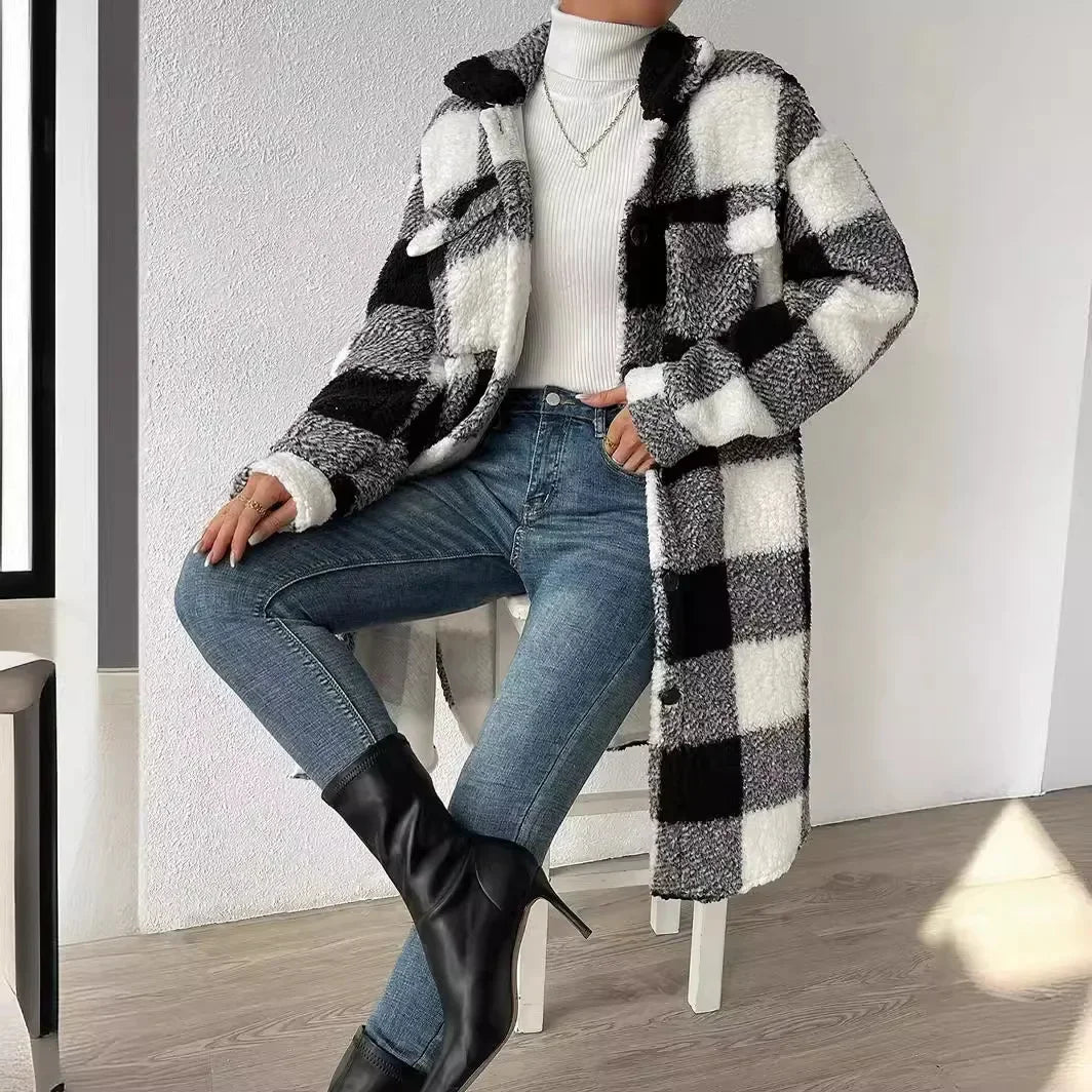 Women's Plaid Longline Trench Coat