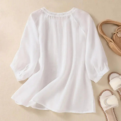 Delicate Floral Loose Fit Summer Blouse