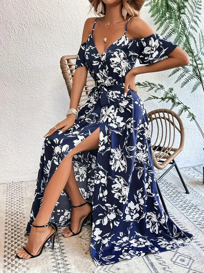 Lovely Women's Floral Maxi Dress with Sleeves