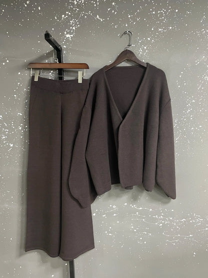 Soft Warm Knit Pants Suit Set
