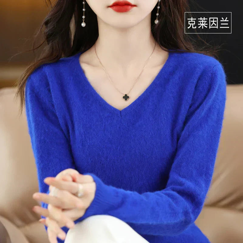 Soft Cashmere V Neck Sweater For Women Fit