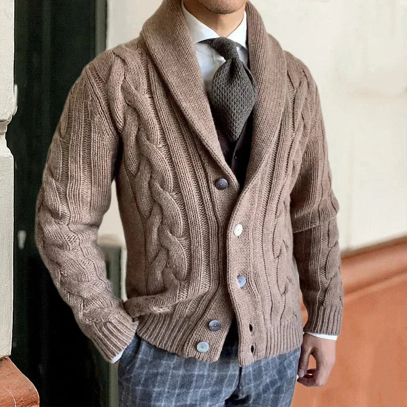 Men's Wool Cardigan Soft Knit Full Button Tailored Fit