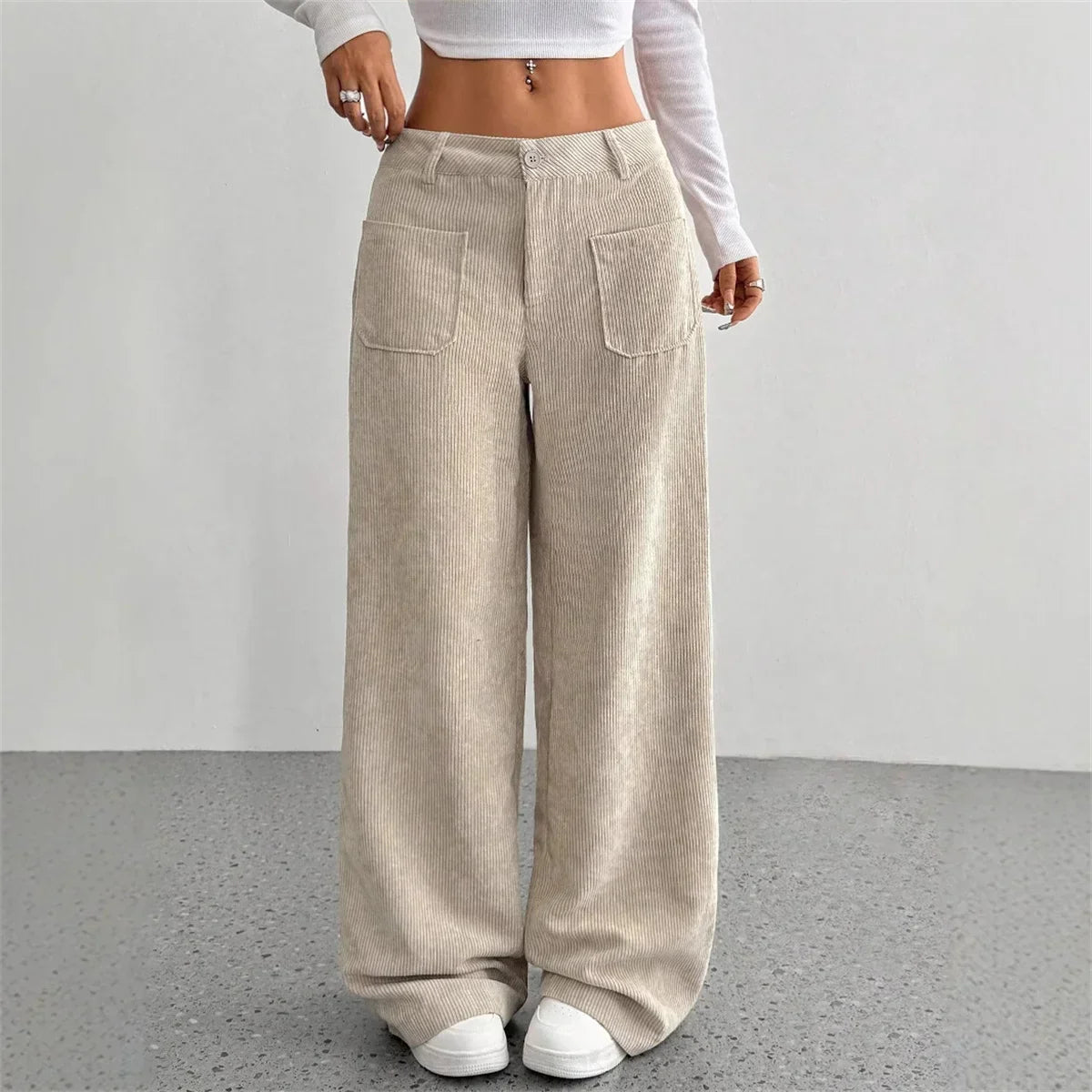 Relaxed Fit Cotton Cord Pants - OutfitLondon