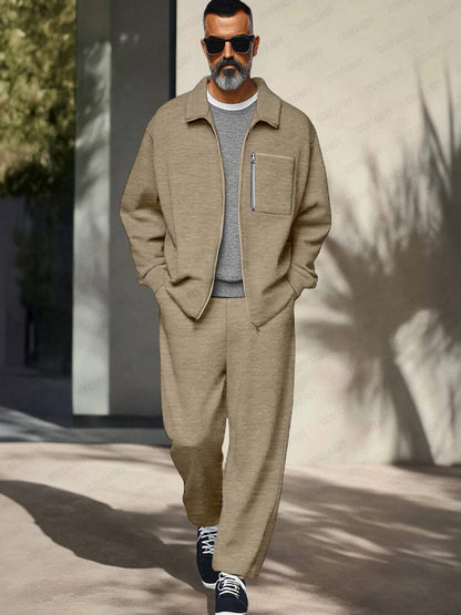 Casual Sports Zip Up Jacket Set