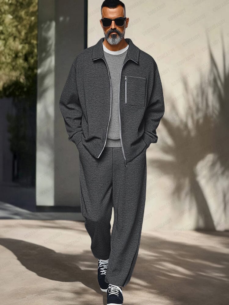 Casual Sports Zip Up Jacket Set
