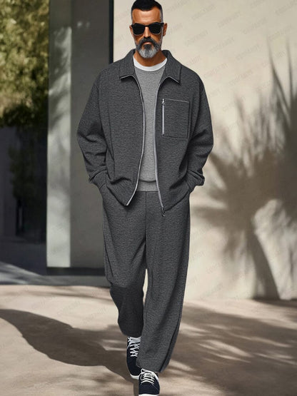 Casual Sports Zip Up Jacket Set
