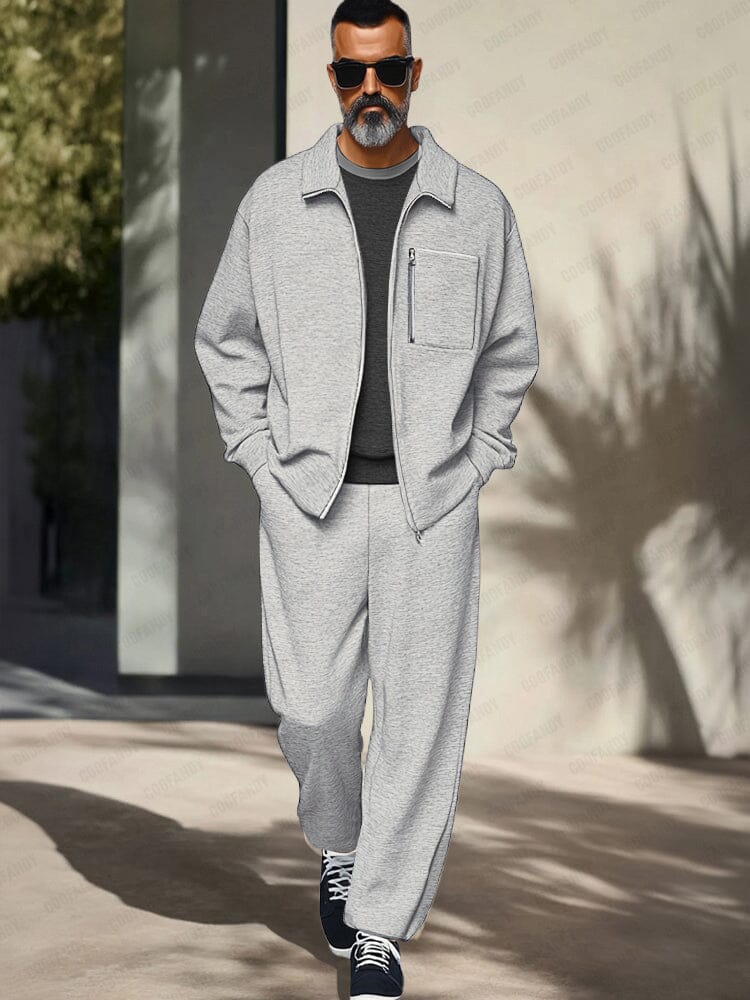 Casual Sports Zip Up Jacket Set