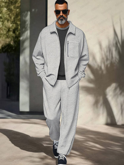 Casual Sports Zip Up Jacket Set