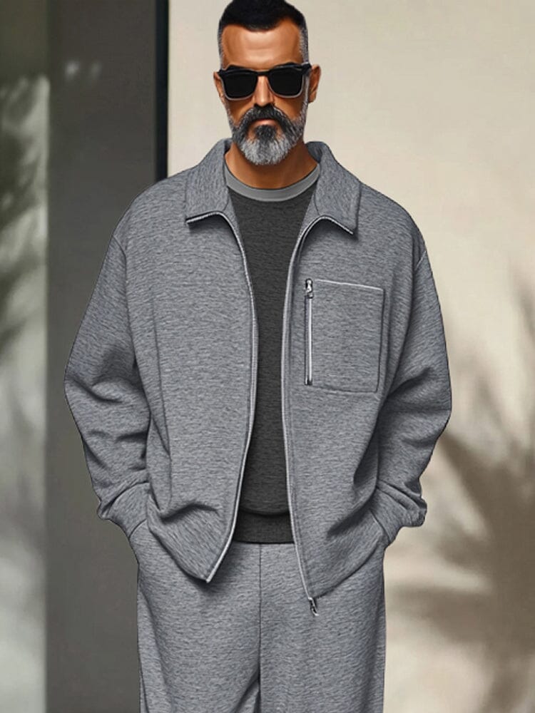 Casual Sports Zip Up Jacket Set