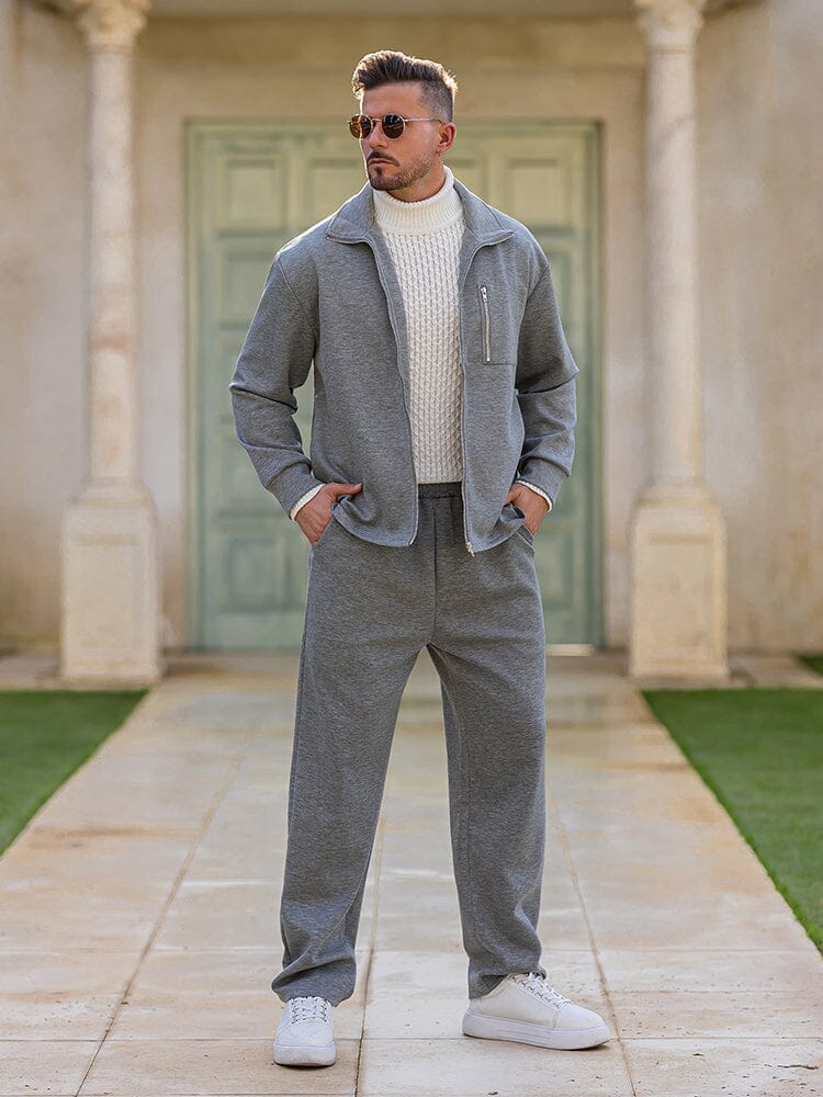 Casual Sports Zip Up Jacket Set
