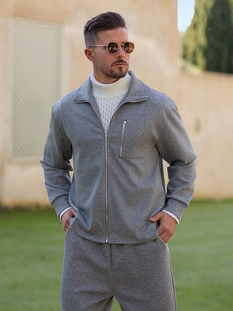Casual Sports Zip Up Jacket Set