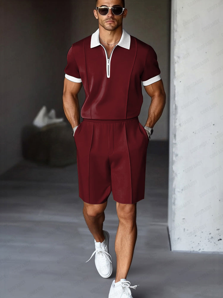 Comfortable Casual 2-Piece Mens Set | Polo Shirt & Shorts
