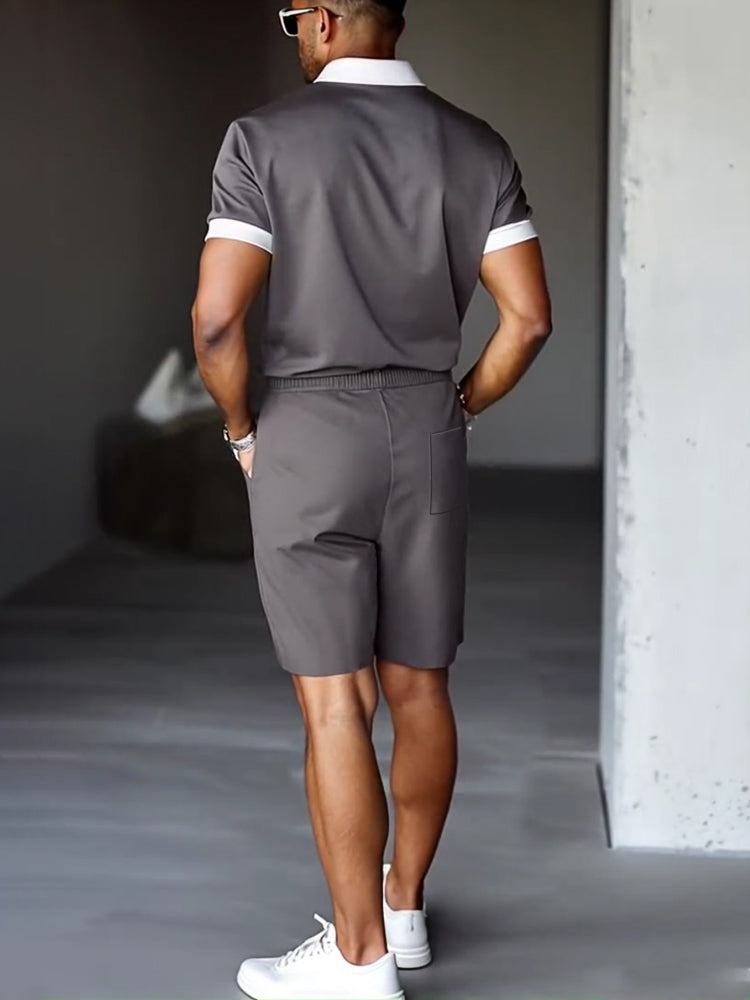 Comfortable Casual 2-Piece Mens Set | Polo Shirt & Shorts