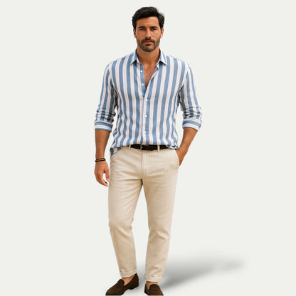 Classic Men's Striped Cotton Shirt