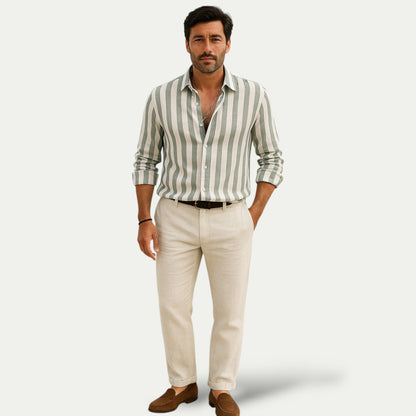 Classic Men's Striped Cotton Shirt