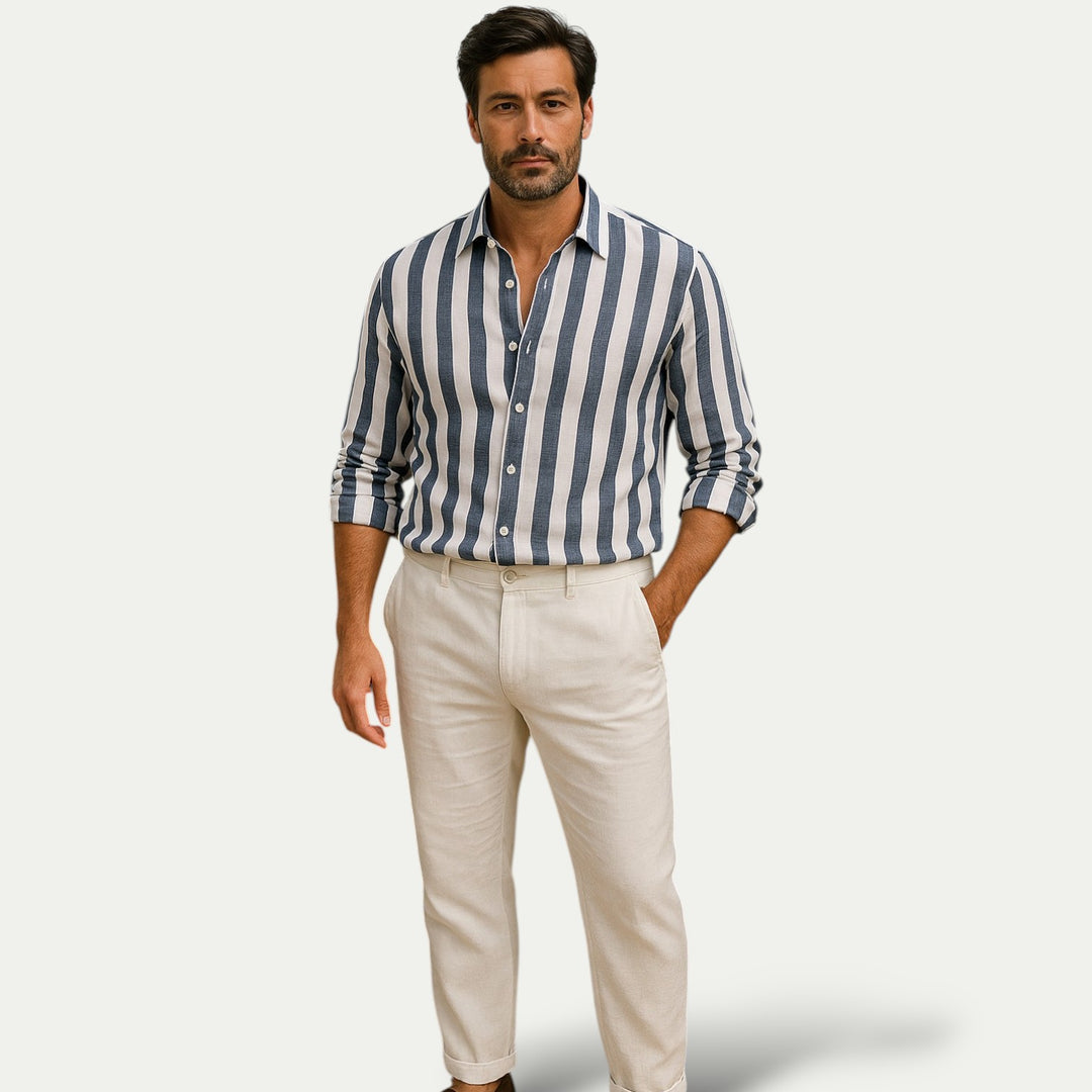 Classic Men's Striped Cotton Shirt