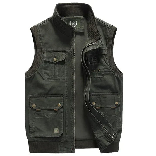 Classic Men's Multi Pocket Leather Vest - OutfitLondon