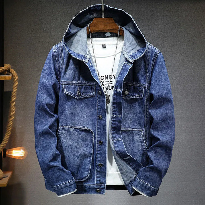 Classic Mens Denim Hoodie Jacket