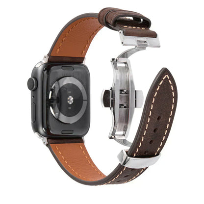 Genuine Leather Band for Apple Watch with Strong Clasp