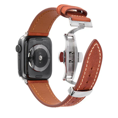 Genuine Leather Band for Apple Watch with Strong Clasp