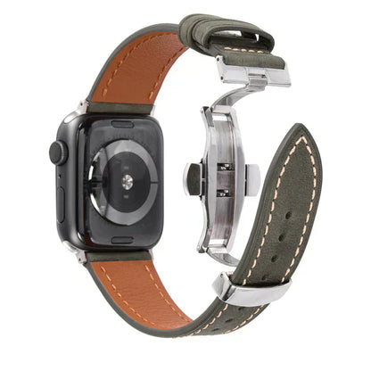 Genuine Leather Band for Apple Watch with Strong Clasp