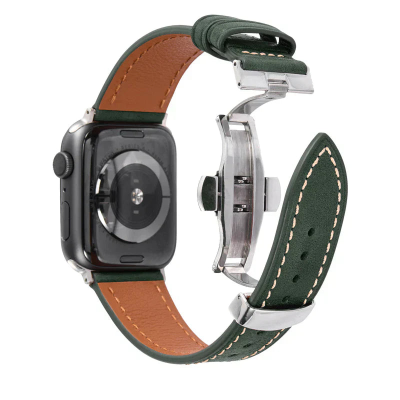 Genuine Leather Band for Apple Watch with Strong Clasp