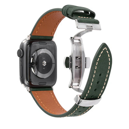 Genuine Leather Band for Apple Watch with Strong Clasp
